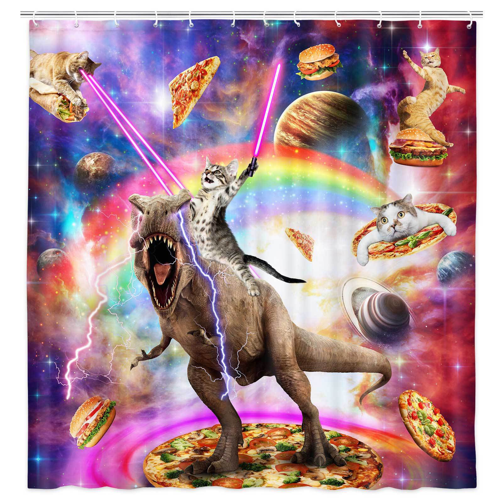 Home Bathroom Partition - VIKAMA Shower Curtain Cat Funny Pattern