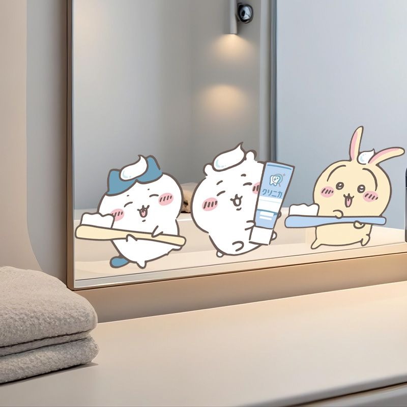 Home Goods Bathroom Decor - Hot Chiikawa Mirror Stickers Strong Adhesive