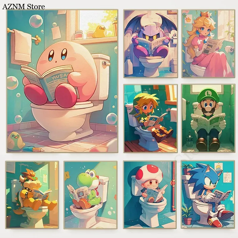 Home Bathroom Pictures - Funny Bathroom Cartoon Video Game Poster