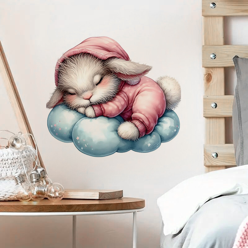 Home Bathroom Tiles - Cute Sleepy Bunny Sticker, Water-proof Home