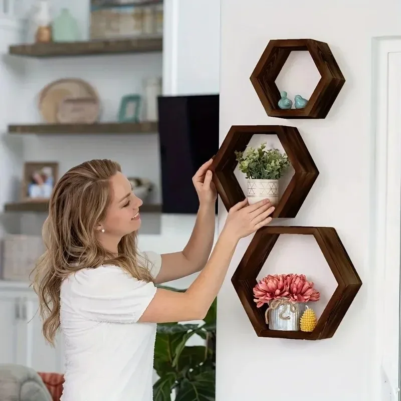 Home Bathroom Model - Latest Models Hexagon Floating Wall Shelf,