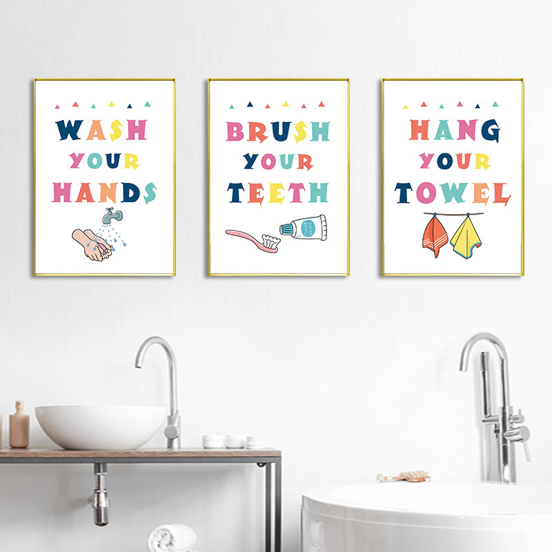 Home Bathroom Quotes - Modern Colorful Kids Bathroom Wall Art