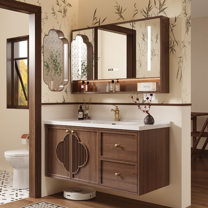 Home Bathroom Partition - Luxury Modern Cupboard Paper Drawers Space