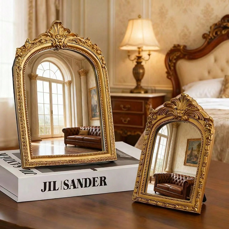 Home Living Bathroom Vanity - Arched Carved Decorative Mirror Vintage Wall