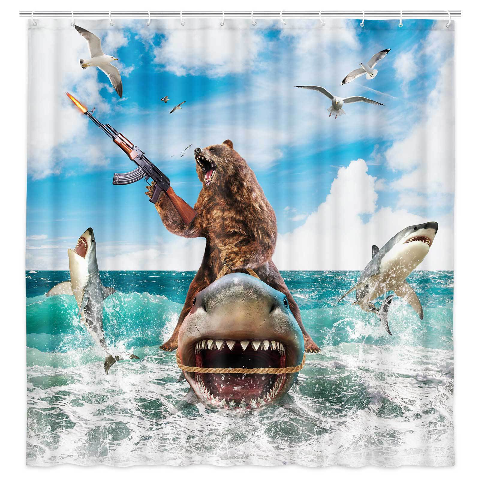 VIKAMA Shower Curtain Cat Funn - Home Bathroom Partition ulasan dan harga
