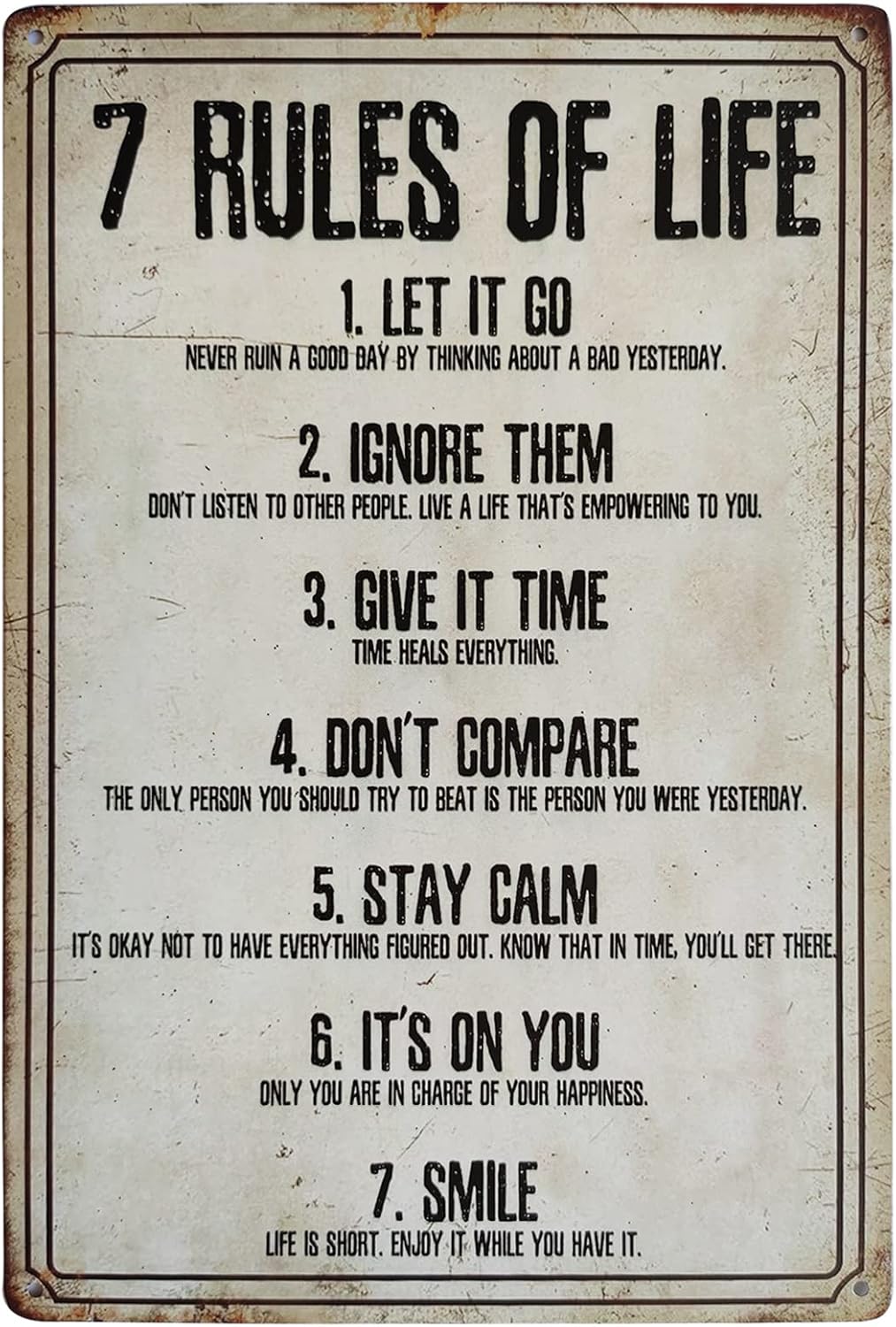 7 Rules of Life Vintage Metal  - Home Bathroom Quotes ulasan dan harga
