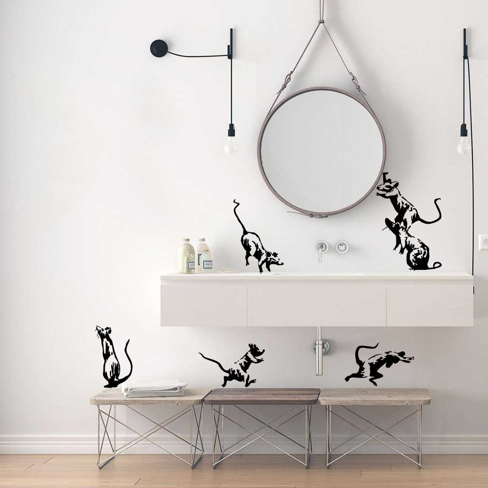 5Pcs Banksy Toilet Rats Wall S - Home Bathroom Tiles ulasan dan harga