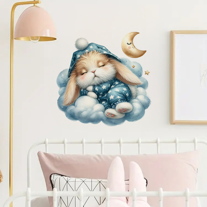 Cute Sleepy Bunny Sticker, Wat - Home Bathroom Tiles ulasan dan harga