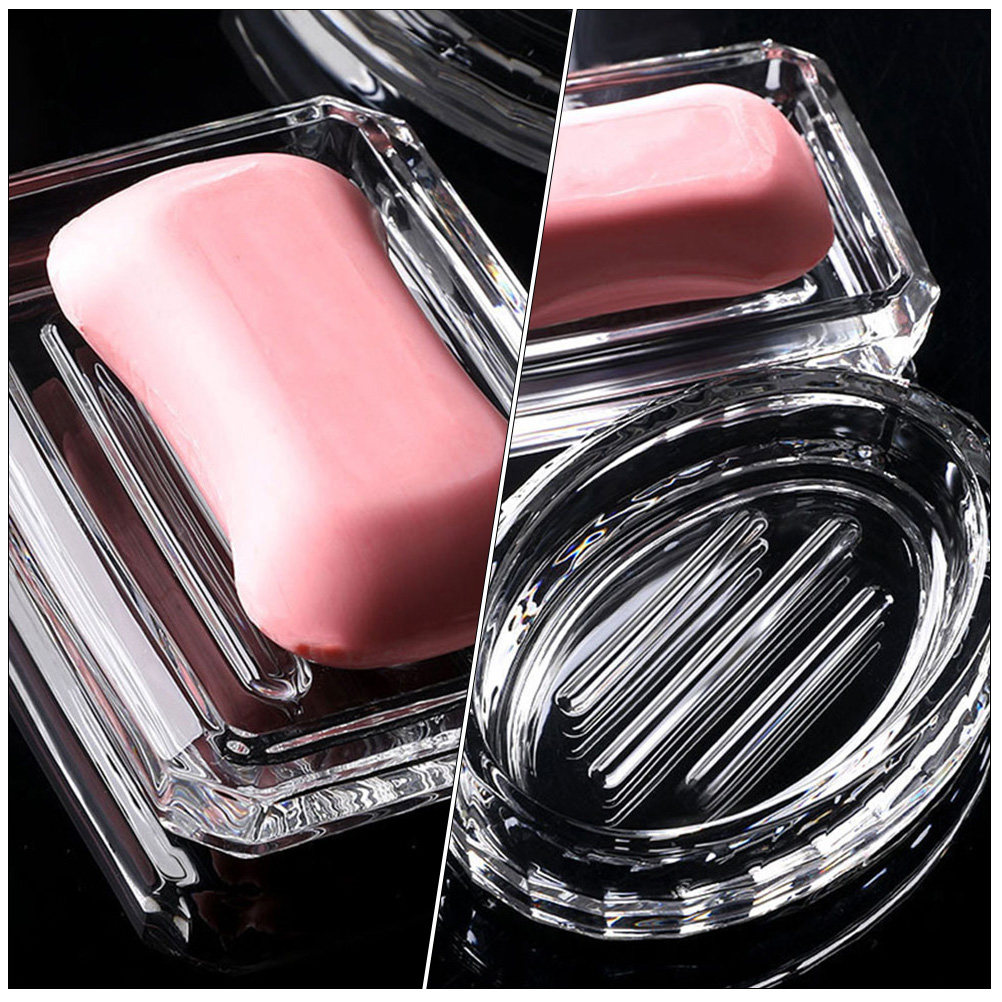 2Pcs Soap Box Transparent Glas - Home Bathroom Design Simple ulasan dan harga