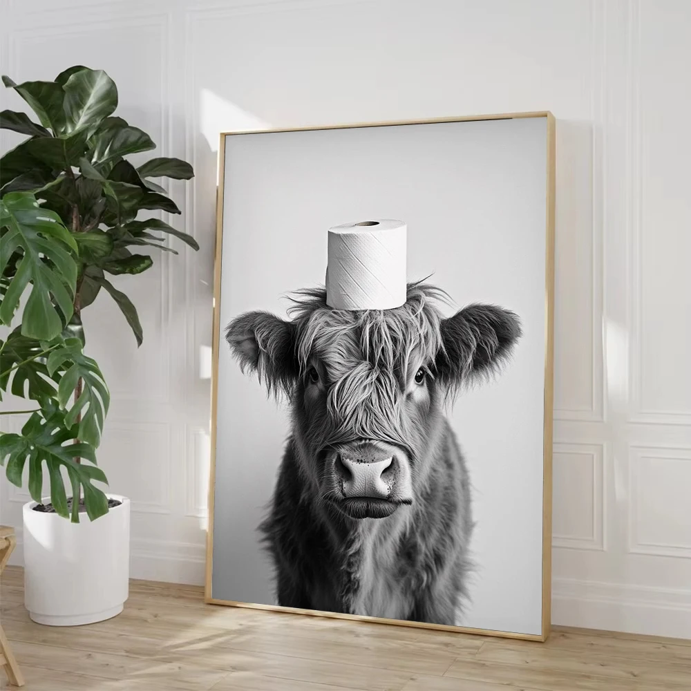 Highland Cow Otter Cat  Raccoo - Home Bathroom Pictures ulasan dan harga