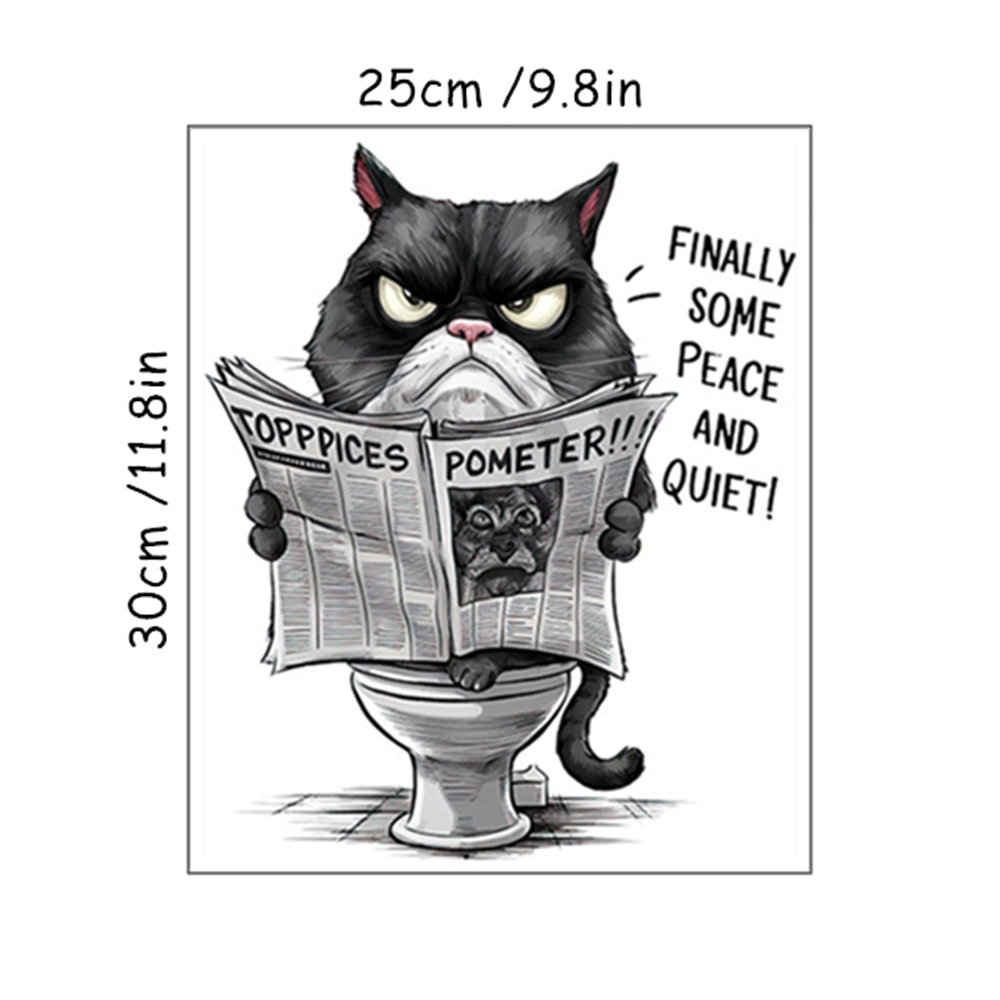 Funny Black Cat Reading Newspa - Home Bathroom Quotes ulasan dan harga