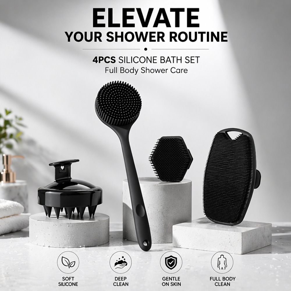 4PCS Set Silicone Body Scrubbe - Home Bathroom Cleaning Machine ulasan dan harga