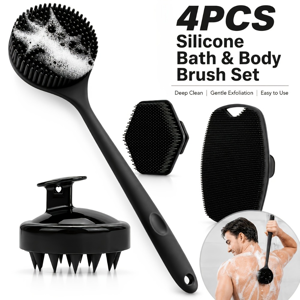 4PCS Set Silicone Body Scrubbe - Home Bathroom Cleaning Machine ulasan dan harga