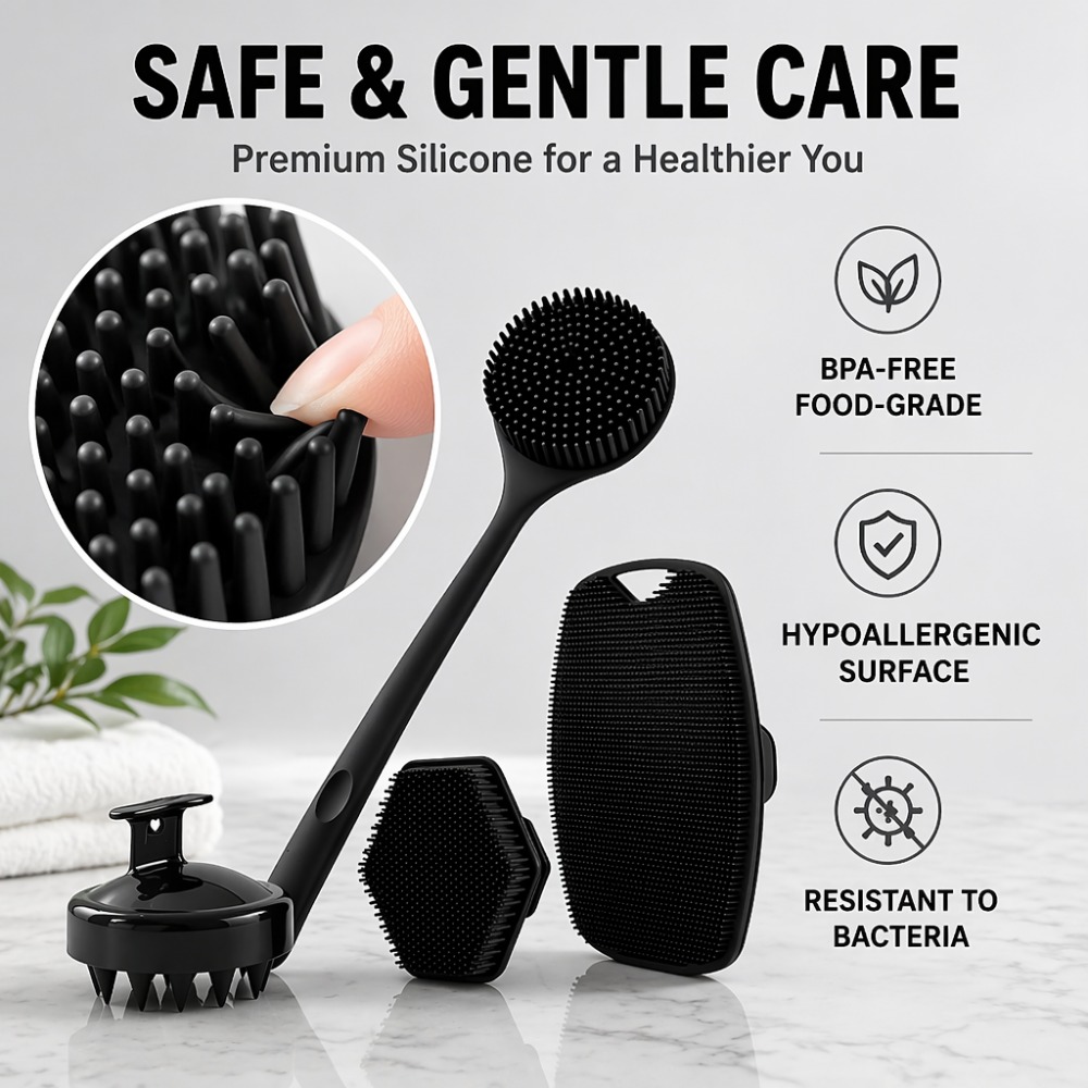 4PCS Set Silicone Body Scrubbe - Home Bathroom Cleaning Machine ulasan dan harga