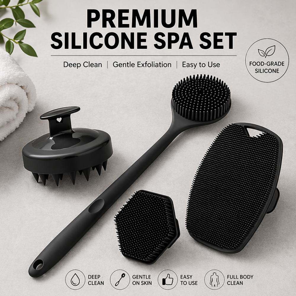 4PCS Set Silicone Body Scrubbe - Home Bathroom Cleaning Machine ulasan dan harga