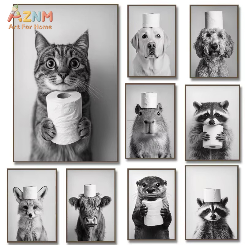1PC, Highland Cow Otter Cat Ra - Home Bathroom Pictures ulasan dan harga