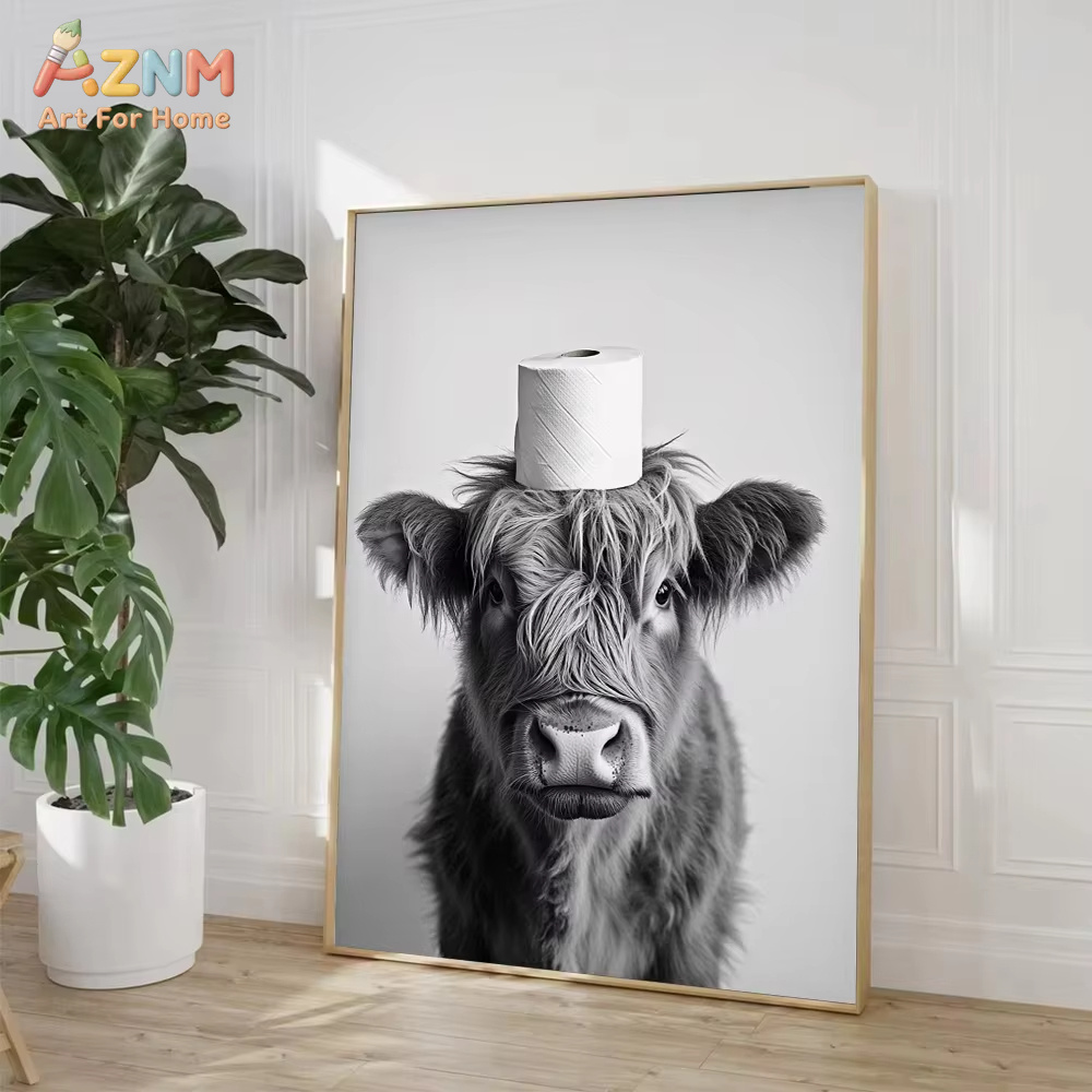 1PC, Highland Cow Otter Cat Ra - Home Bathroom Pictures ulasan dan harga