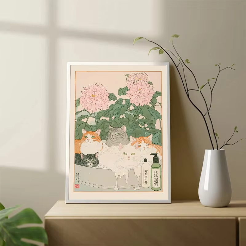 Frameless Cat in the Bathtub J - Home Bathroom Pictures ulasan dan harga