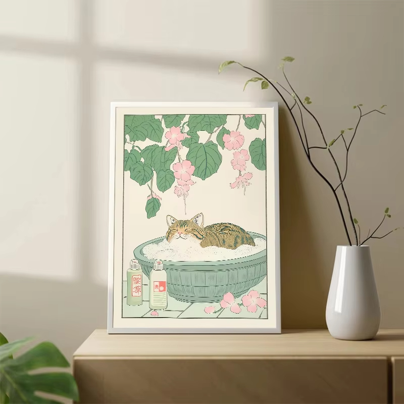 Frameless Cat in the Bathtub J - Home Bathroom Pictures ulasan dan harga