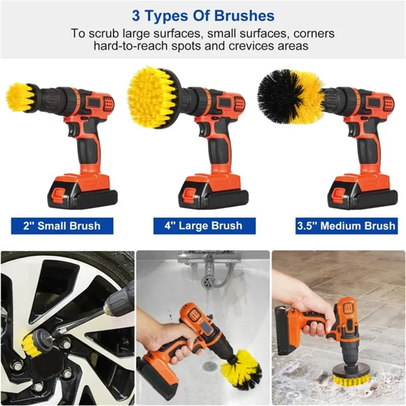 3 pcs/set drill brush set powe - Home Bathroom Cleaning Machine ulasan dan harga