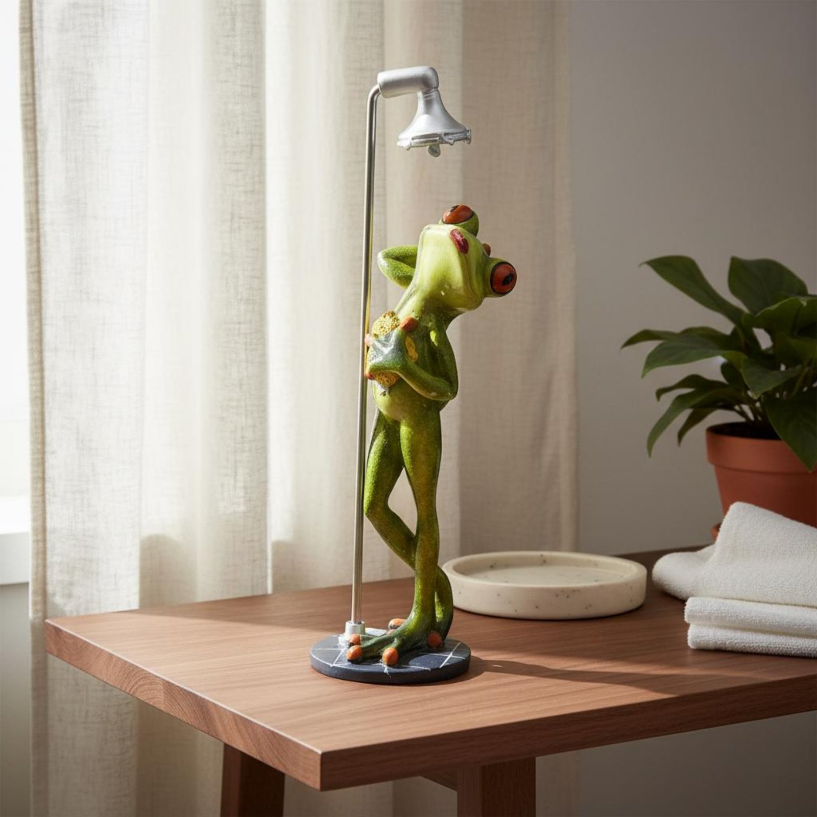 Showering Frog Figurine Great  - Home Bath ulasan dan harga