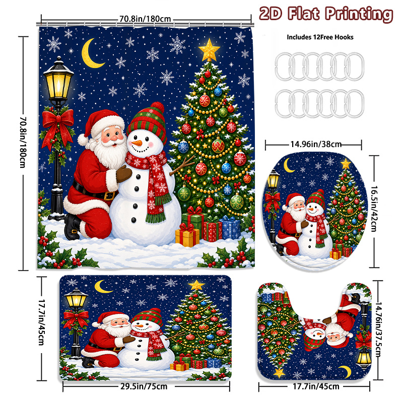 2D Flat, 2D Flat 4pcs Christma - Home Bathroom Scene ulasan dan harga