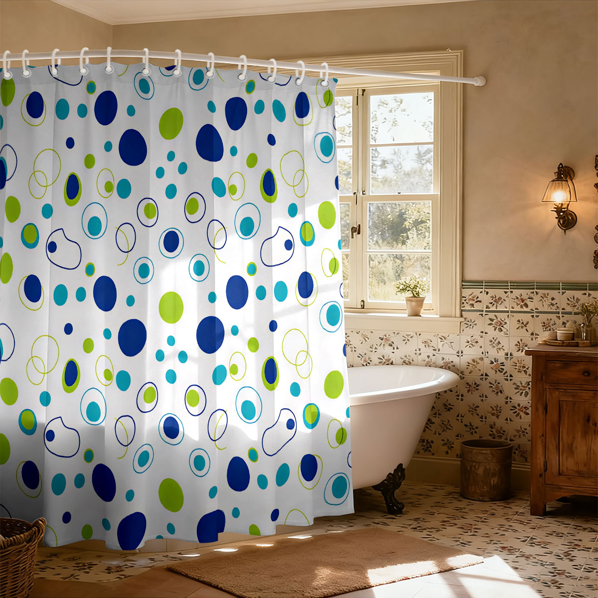 1pc Color Origin Printed Showe - Home Bathroom Partition ulasan dan harga