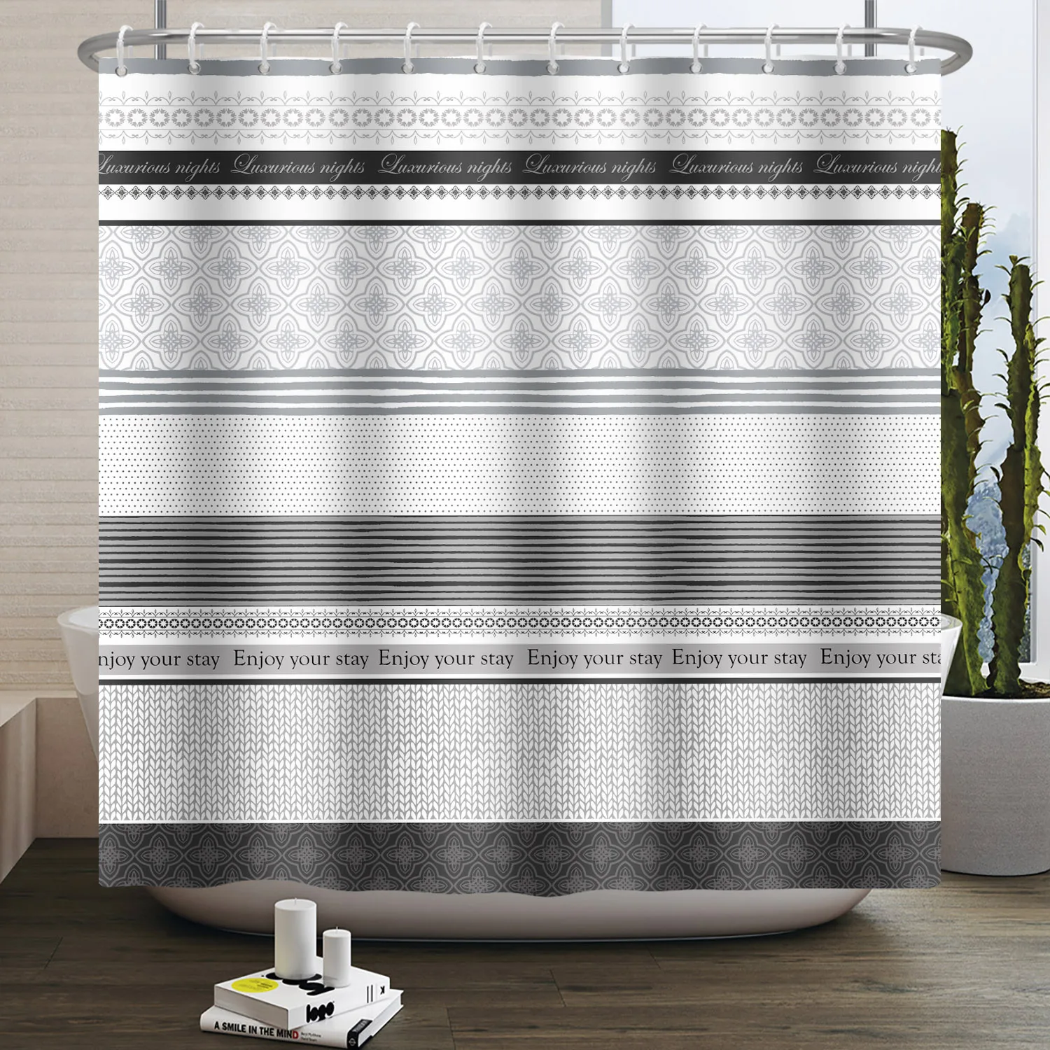 Simple Line Pattern Shower Cur - Home Bathroom Partition ulasan dan harga