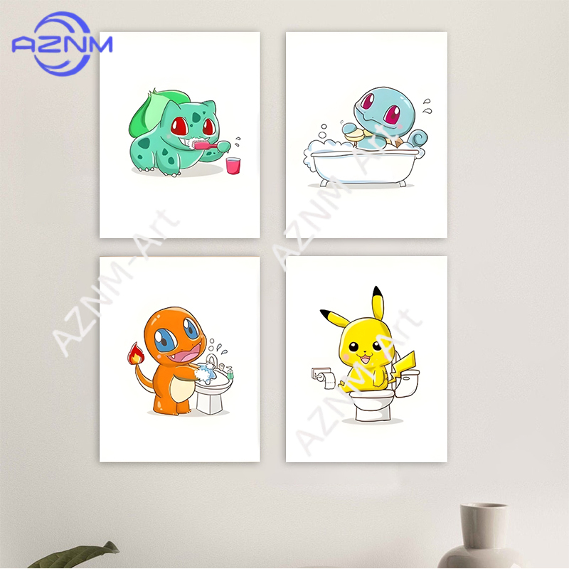 Pokemon Cartoon Funny Canvas P - Home Bathroom Pictures ulasan dan harga