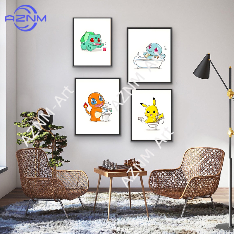 Pokemon Cartoon Funny Canvas P - Home Bathroom Pictures ulasan dan harga