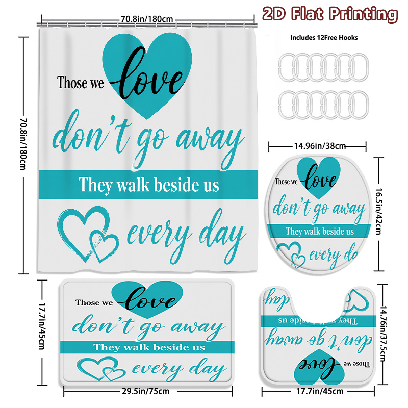 2D Flat, 2D Flat 4pcs Love Hea - Home Bathroom Quotes ulasan dan harga